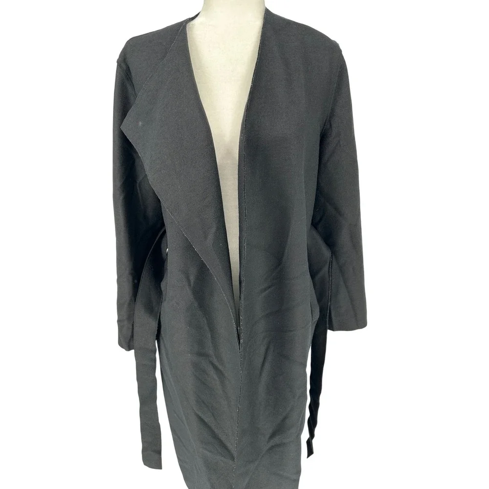 Harris Wharf‎ London Belted Wrap Coat 100% Virgin Wool IT 42 Black Minimalist